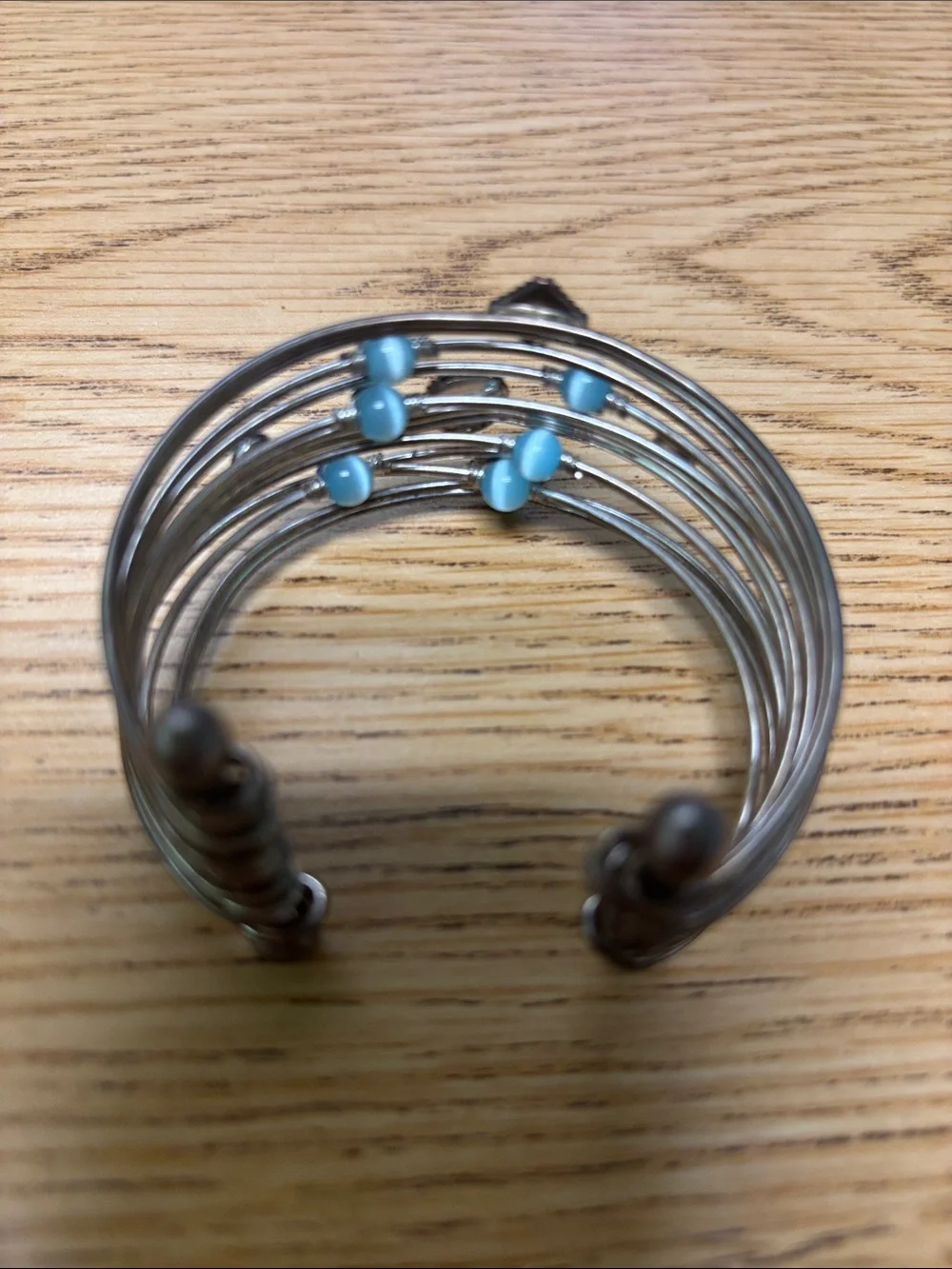 Silver Multi-Wire Cuff Bracelet with Turquoise Accents